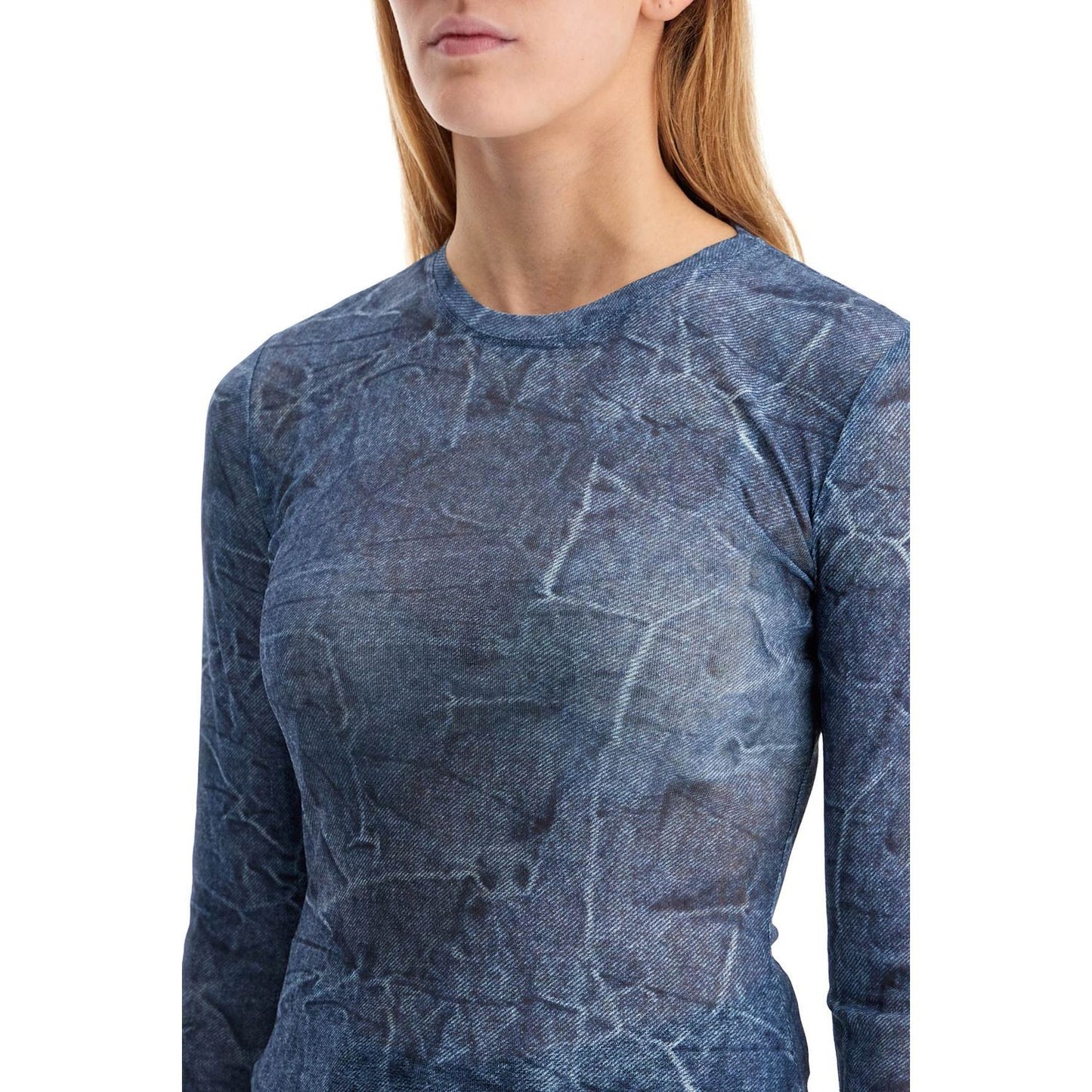 Ganni long-sleeved denim effect top for Topwear Ganni