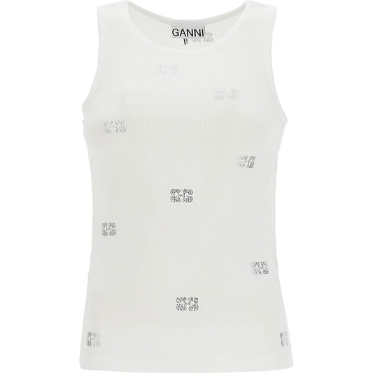 Ganni tank top with micro rhinest Topwear Ganni