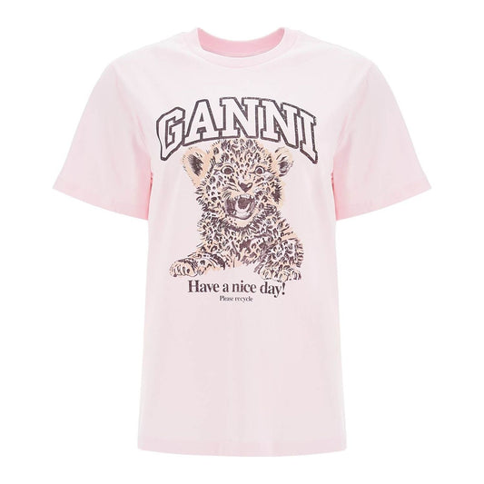 Ganni leopard print t-shirt with Topwear Ganni