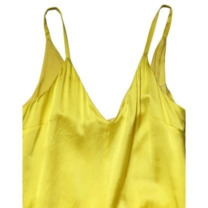 Tonello Yellow Silk Satin Slip Maxi Spaghetti Strap Maxi Dress Tonello