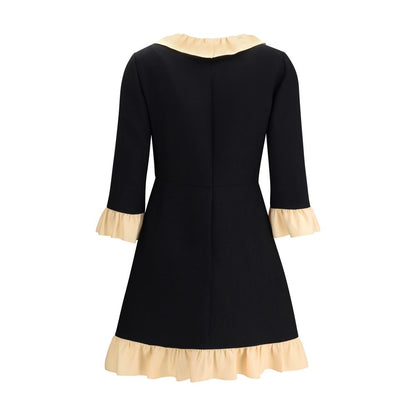 Valentino Black Fleece Wool Cocktail Dress Valentino