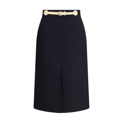 Valentino Black Fleece Wool Midi Skirt Valentino
