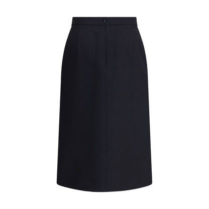Valentino Black Fleece Wool Midi Skirt Valentino