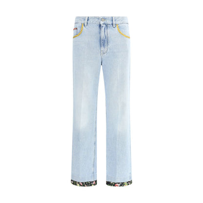 Valentino Light Blue Cotton Straight-Leg Jeans