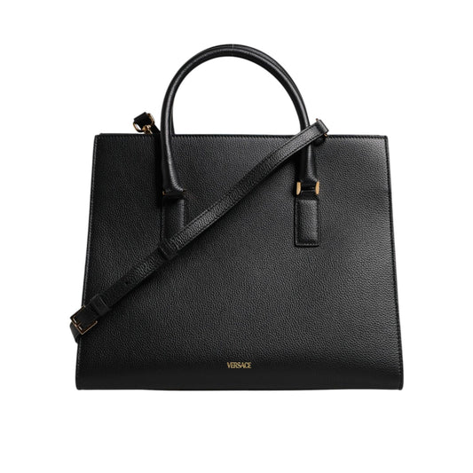 Versace Black Large Leather Top Handle Shoulder Crossbody Bag Versace