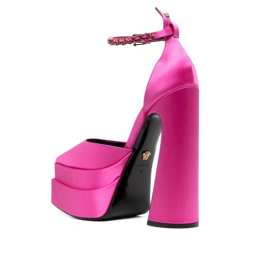 Versace Multicolor Satin Platform Pumps