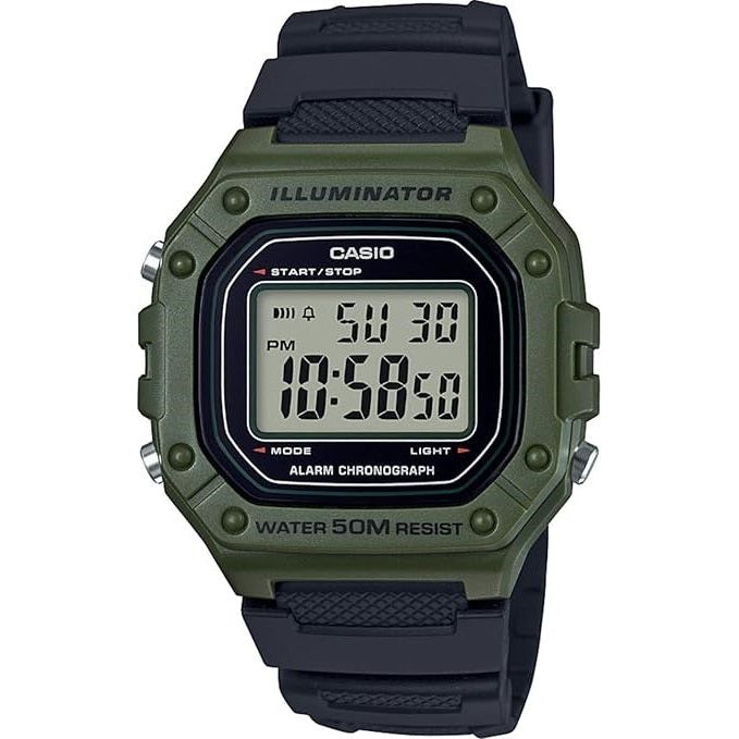 ?CASIO TIMELESS COLLECTION Mod. SPORT ILLUMINATOR WR 50M. ALARM. CHRONOGRAPH - ARMY GREEN CASIO COLLECTION & VINTAGE