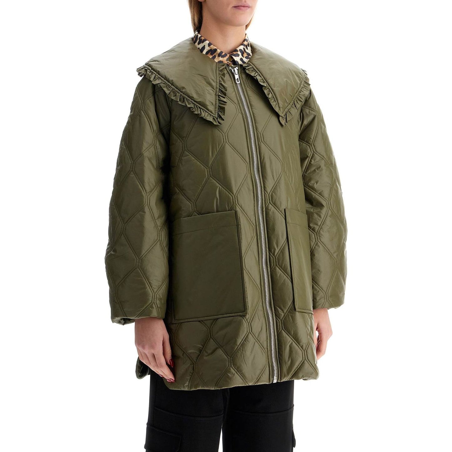 Ganni lightweight down jacket with oversized collar Jackets Ganni