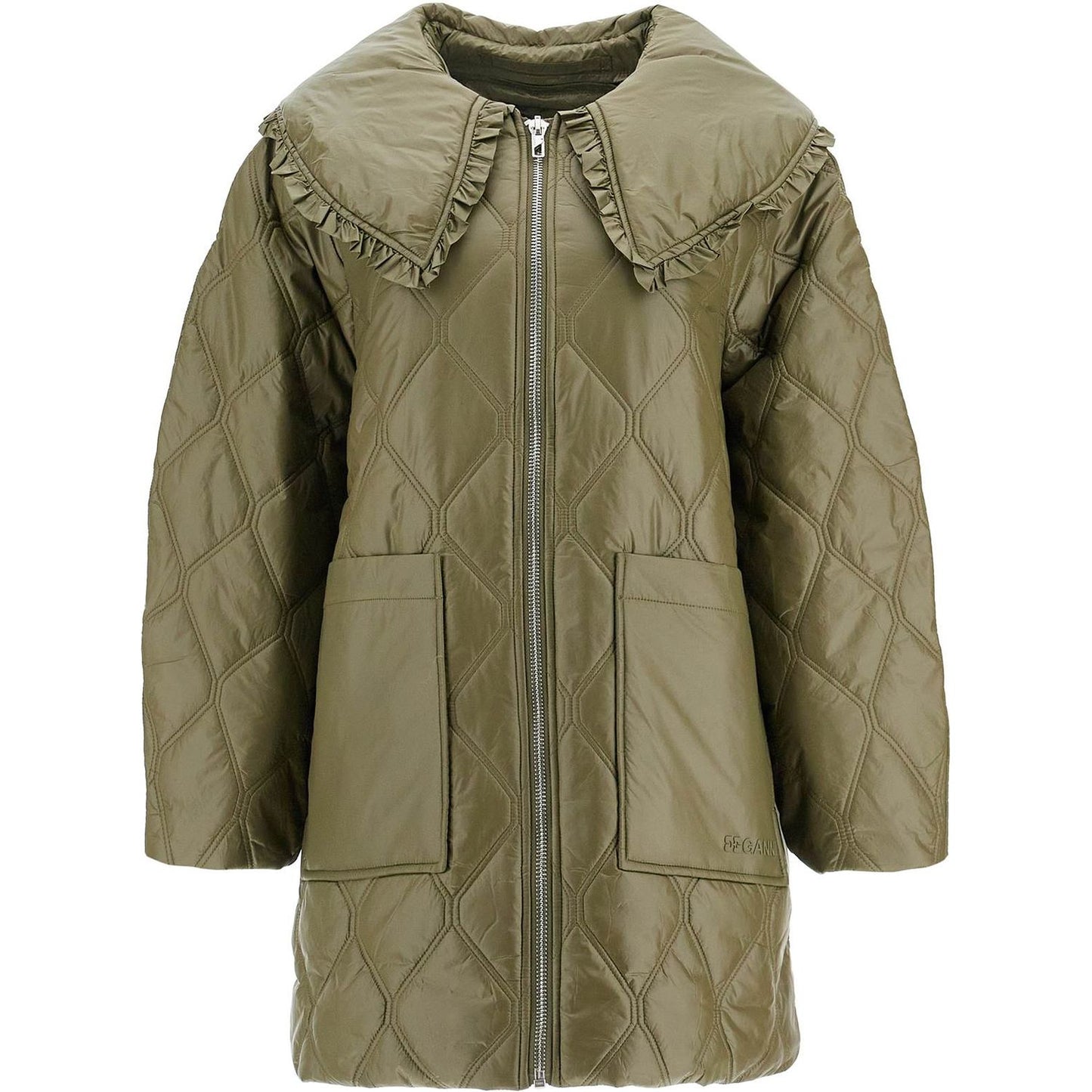 Ganni lightweight down jacket with oversized collar Jackets Ganni