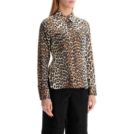 Ganni leopard print satin shirt Topwear Ganni