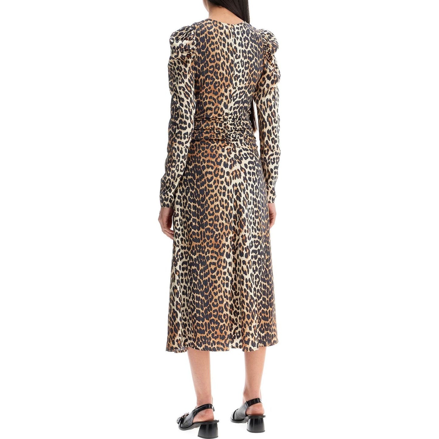 Ganni "animal print satin midi dress" Dresses Ganni