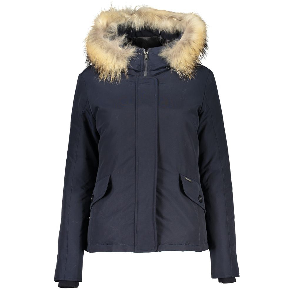 Woolrich Blue Cotton Women's Jacket with Hood