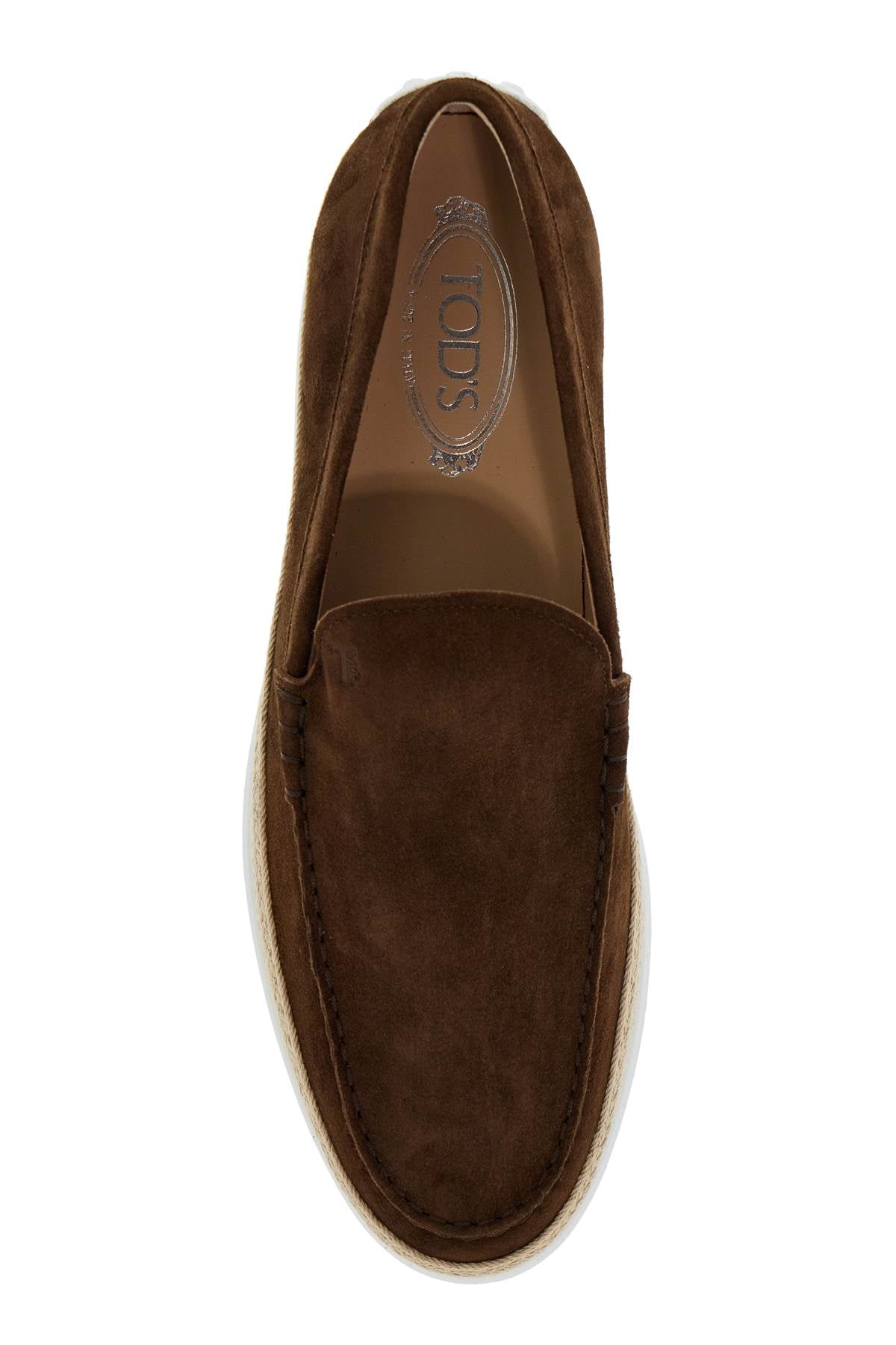 Tod'S suede slip-on with rafia insert Moccasins Tod'S