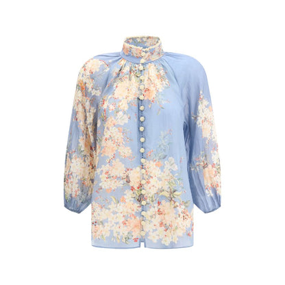 Zimmermann Light Blue Ramie Blouse Zimmermann