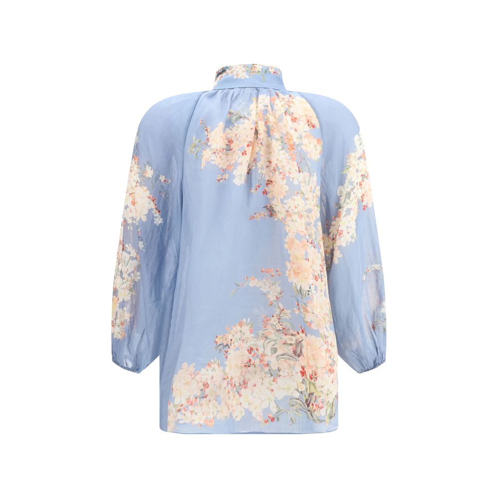 Zimmermann Light Blue Ramie Blouse Zimmermann