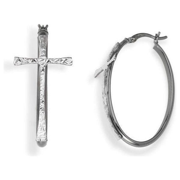 AMEN Mod. CERCHIO E CROCE BLACKBIJOUX,Category-Jewellery,Earrings,Earrings - Women - Jewelry,Gender-Women,Subcategory-Earrings
