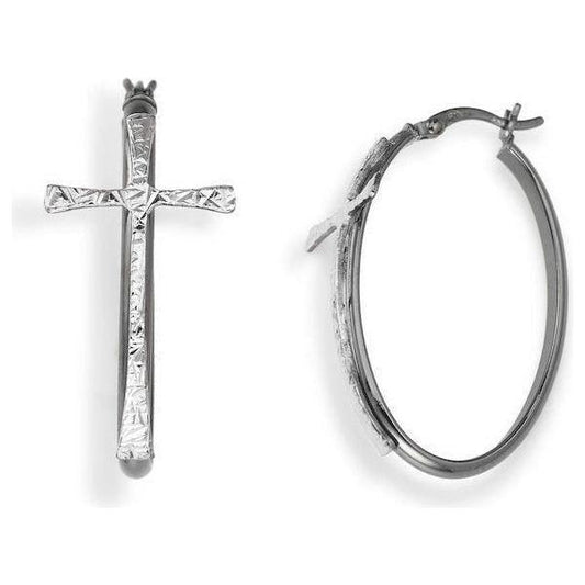 AMEN Mod. CERCHIO E CROCE BLACKBIJOUX,Category-Jewellery,Earrings,Earrings - Women - Jewelry,Gender-Women,Subcategory-Earrings
