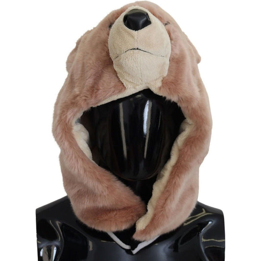 Dolce & Gabbana | Beige Bear Fur Whole Head Cap One Size Polyester Hat - McRichard Designer Brands